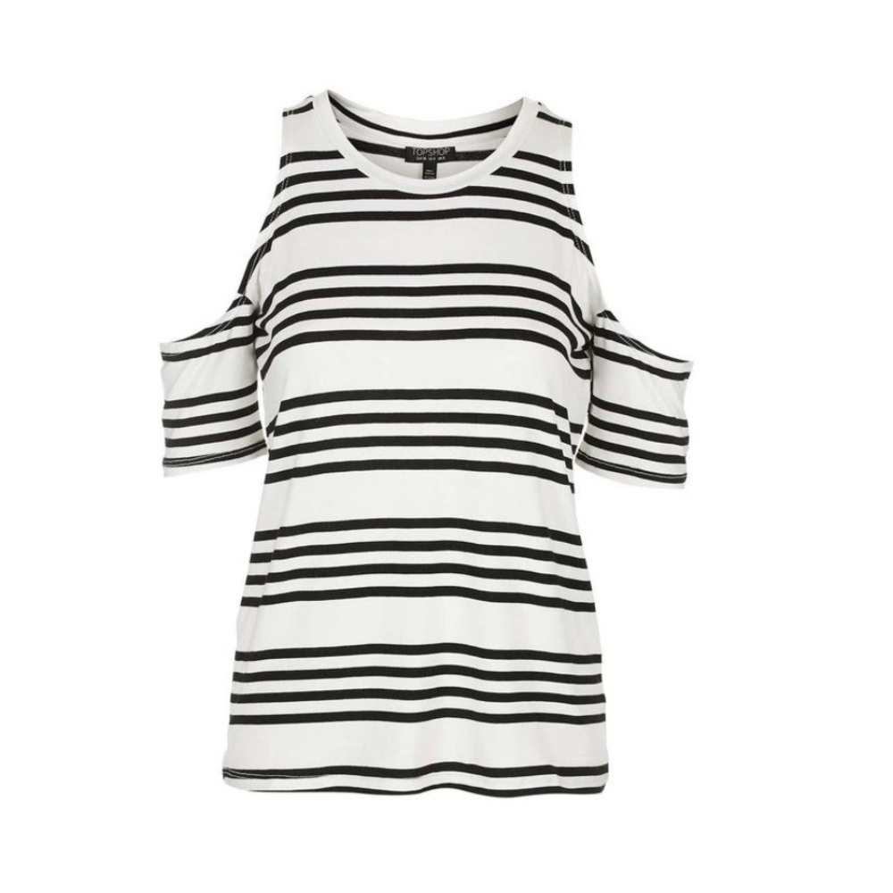 Topshop striped cold shoulder blouse, size 6 (m)